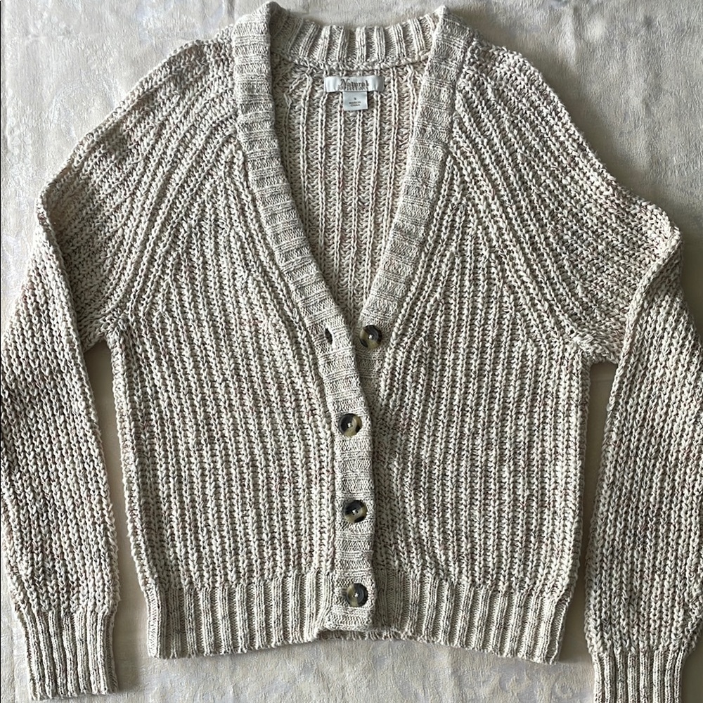 Cream Chunky Knit Cardigan Sweater